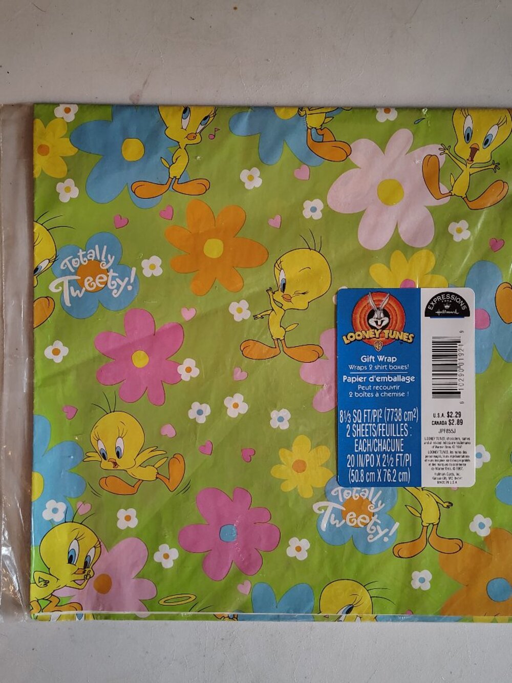 Looney Tunes Totally Tweety Bird Gift Wrap Vintage 1997 Hallmark New Old Stock